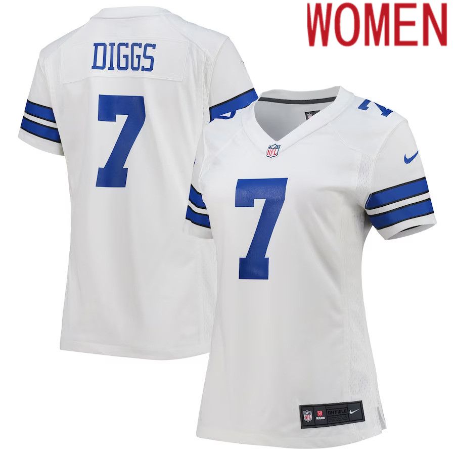 Women Dallas Cowboys 7 Trevon Diggs Nike White Game NFL Jersey